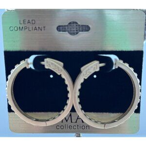 Gold-Tone Beaded Hoop Earrings 1.16 Inches Lead Compliant By Ima Collection